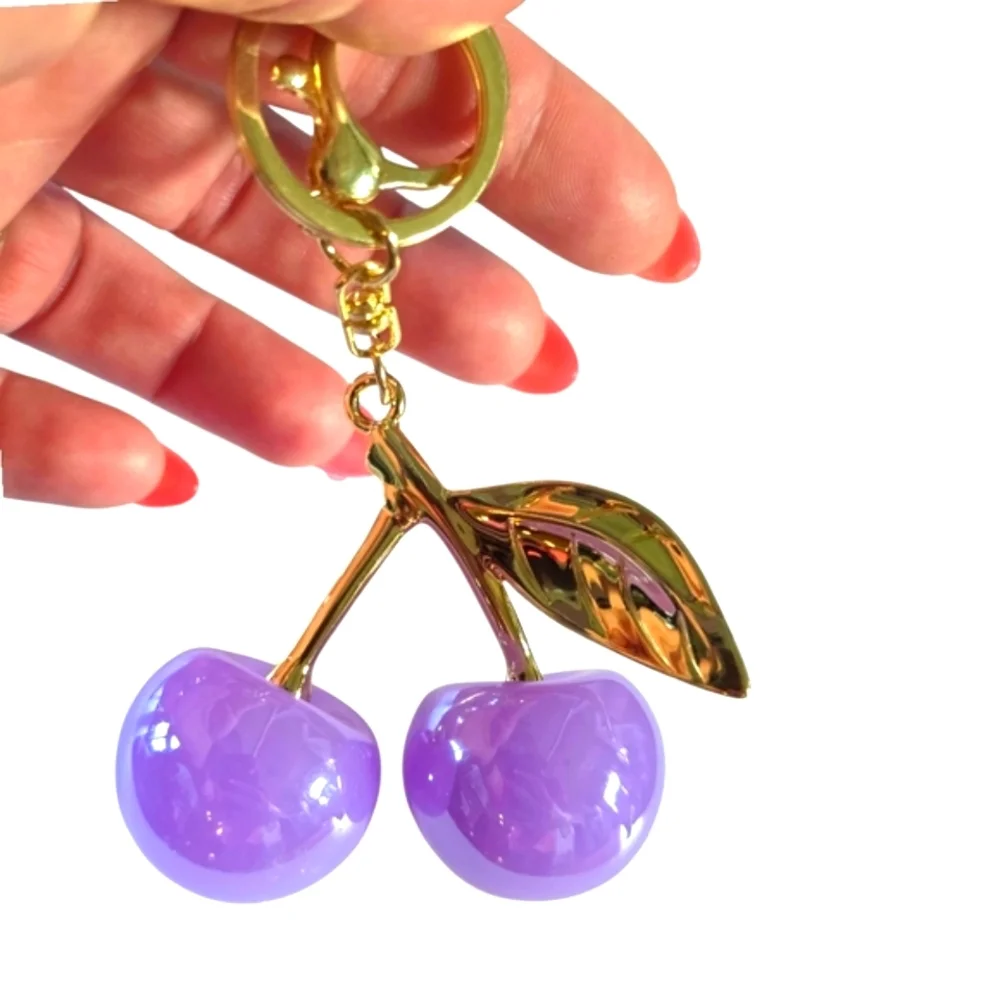 NEW Glass Marble Pastel Lilac Cherry Charm